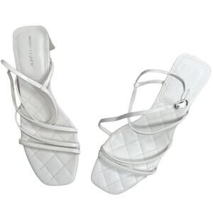 MARC FISHER Women's 11 Hamora Strappy Quilted Heeled Sandal Shoes Ivory Square